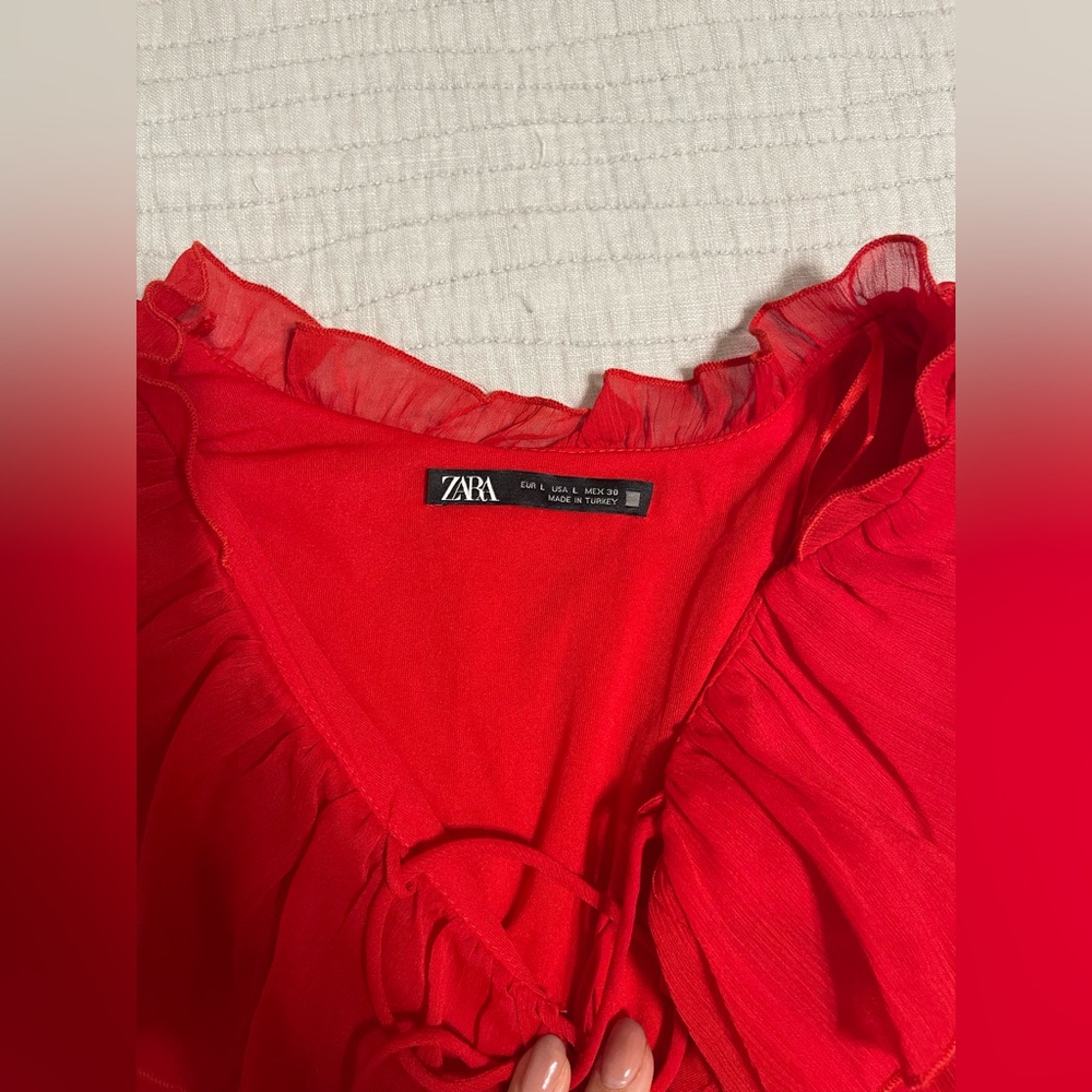 Zara Red Ruffle Dress - Picture 5 of 6